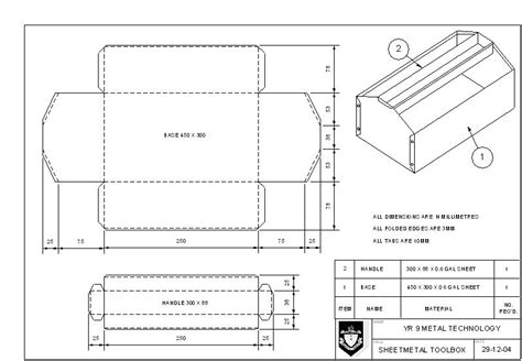 sheet metal tray drawing|metal toolbox designs.